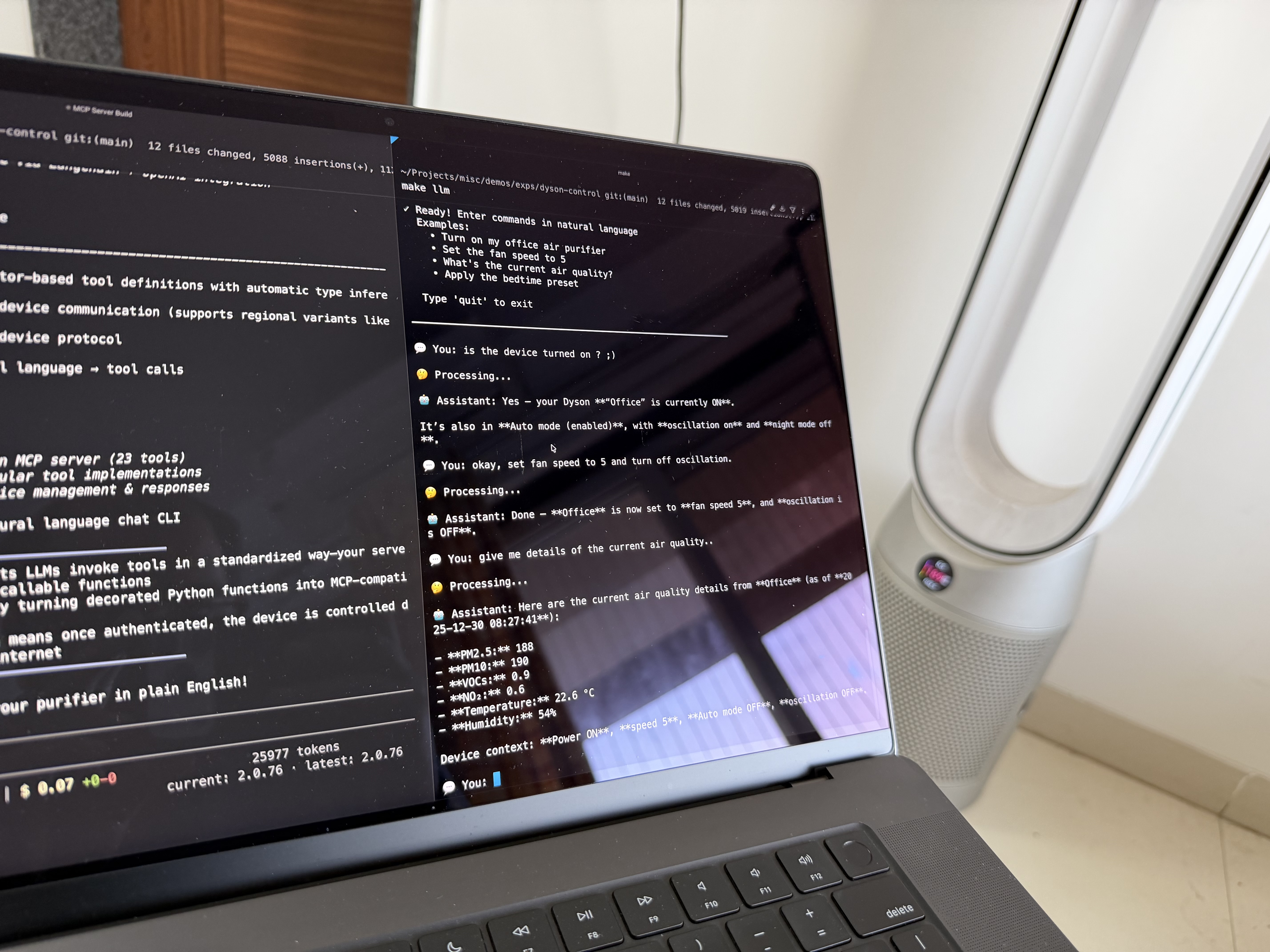 Dyson MCP Server - Local-first AI control for smart home devices